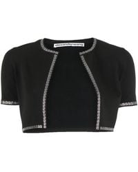 Alexander Wang - Cardigan Crop Con Dettaglio Logo - Lyst