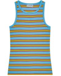Ganni - Striped Sleeveless Top - Lyst