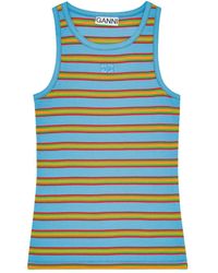 Ganni - Striped Sleeveless Top - Lyst