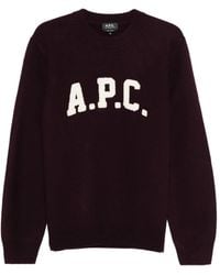 A.P.C. - Jay Varsity-Logo Crew-Neck Sweater - Lyst
