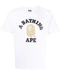 A Bathing Ape - T-shirt en coton à patch logo - Lyst
