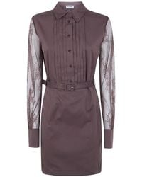 Blugirl Blumarine - Lace-Panel Pintuck Dress - Lyst