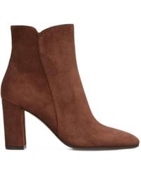 Gianvito Rossi - Suede Block-Heel Ankle Boots - Lyst
