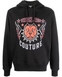 Versace - Embroidered-logo Cotton Hoodie - Lyst