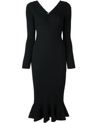 Lanvin - Ribbed Knit Frill Dress - Lyst