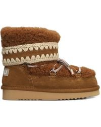 Mou - Lace-Up Crochet-Stitch Boots - Lyst