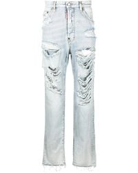 DSquared² - Ripped Low-Rise Straight-Leg Jeans - Lyst