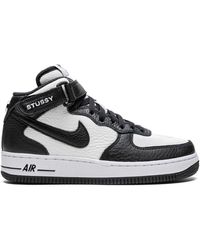 Nike - X Stüssy Air Force 1 Mid "light Bone Black" Sneakers - Lyst