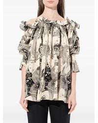 McQueen - Blusa Con Stampa Eve A Spalla Scoperta - Lyst