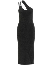 HUGO - Glittery Asymmetric Midi Dress With Logo Strap - Lyst