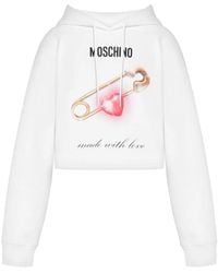 Moschino - Heart-Print Cotton Hoodie - Lyst