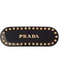 Prada - Logo-Print Studded Hair Clip - Lyst