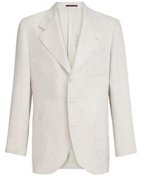 Brunello Cucinelli - Linen Micro Chevron Unlined Blazer - Lyst