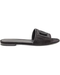 Dolce & Gabbana - Dolce & Gabbana Dg Logo Leather Sandals - Lyst