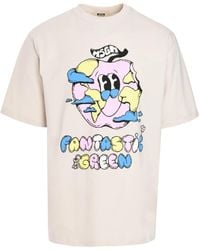 MSGM - Graphic-Print Cotton T-Shirt - Lyst