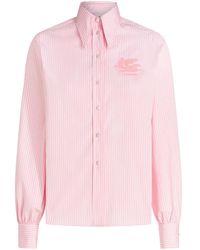 Etro - Logo-Embroidered Striped Cotton Shirt - Lyst