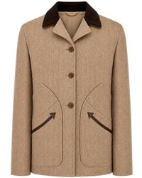 Fortela - Blazer Con Motivo De Espiga Y Cuello De Pana - Lyst