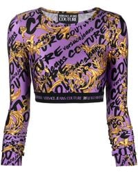 Versace - Garland-print Cropped Top - Lyst