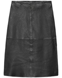 AllSaints - Olivia Panelled Leather Midi Skirt - Lyst