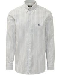 Etro - Roma Logo-Embroidered Striped Shirt - Lyst