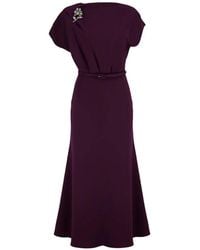 Roland Mouret - Flower-Brooch Midi Dress - Lyst