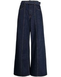 Izzue - Logo-patch Belted Wide-leg Jeans - Lyst
