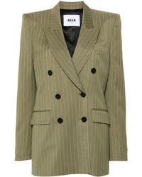 MSGM - Double-breasted Pinstripe Blazer - Lyst