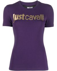 Just Cavalli - Logo-flocked Cotton T-shirt - Lyst