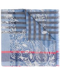 Etro Fular a cuadros con motivo de cachemira - Azul
