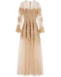 Ermanno Scervino - Maxi-Jurk Met Bloemapplicatie En Lange Mouwen - Lyst