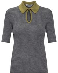 Jil Sander - Ribbed Cut-Out Polo Shirt - Lyst