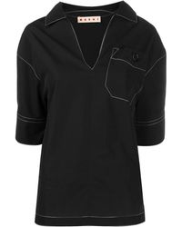 Marni Oberteil mit Kontrastnähten - Schwarz