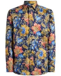 Etro - Cotton Satin Shirt With Floral Motif - Lyst