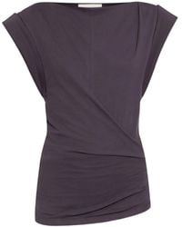 Isabel Marant - Katoenen T-Shirt Met Gedrapeerde Schouders - Lyst