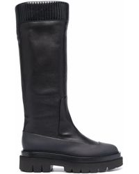 Santoni - Ribbed Leather Knee-High Boots - Lyst