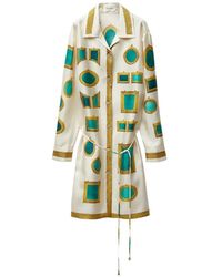 Versace - Printed Silk Twill Mini Shirt Dress - Lyst