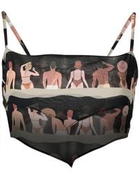 Amir Slama - Graphic-Print Silk Cropped Top - Lyst