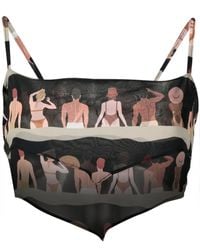 Amir Slama - Graphic-Print Silk Cropped Top - Lyst