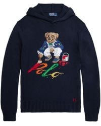 Polo Ralph Lauren - Polo Bear Intarsia-knit Hoodie - Lyst