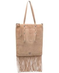 Pinko - Mini Fringed-Detailing Stud-Embellished Suede Tote Bag - Lyst