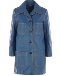 Chloé - Button-Fastening Leather Coat - Lyst