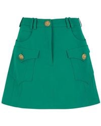 Balmain - Mini-Rok Verfraaid Met Knoop - Lyst