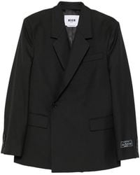 MSGM - Logo-Patch Double-Breasted Blazer - Lyst