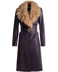 Bally - Shearling-collar Belted Coat - Lyst