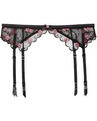 Fleur du Mal - Strumpfhalter Mit Rosenstickerei - Lyst