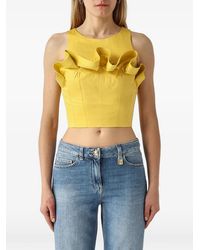 Elisabetta Franchi - Ruffled-Detail Cropped Tank Top - Lyst