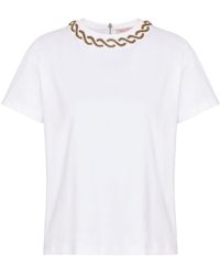 Valentino Garavani - Bead-Trim Cotton T-Shirt - Lyst