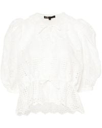 Maje - Broderie-anglaise Short-sleeve Shirt - Lyst