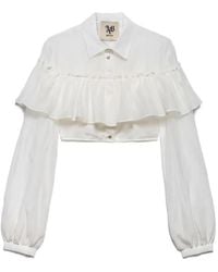 Aniye By - Carmen Ruffled-Trim Cropped Shirt - Lyst