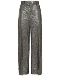 Brunello Cucinelli - Dazzling Texture Embroidery Loose Flared Trousers - Lyst